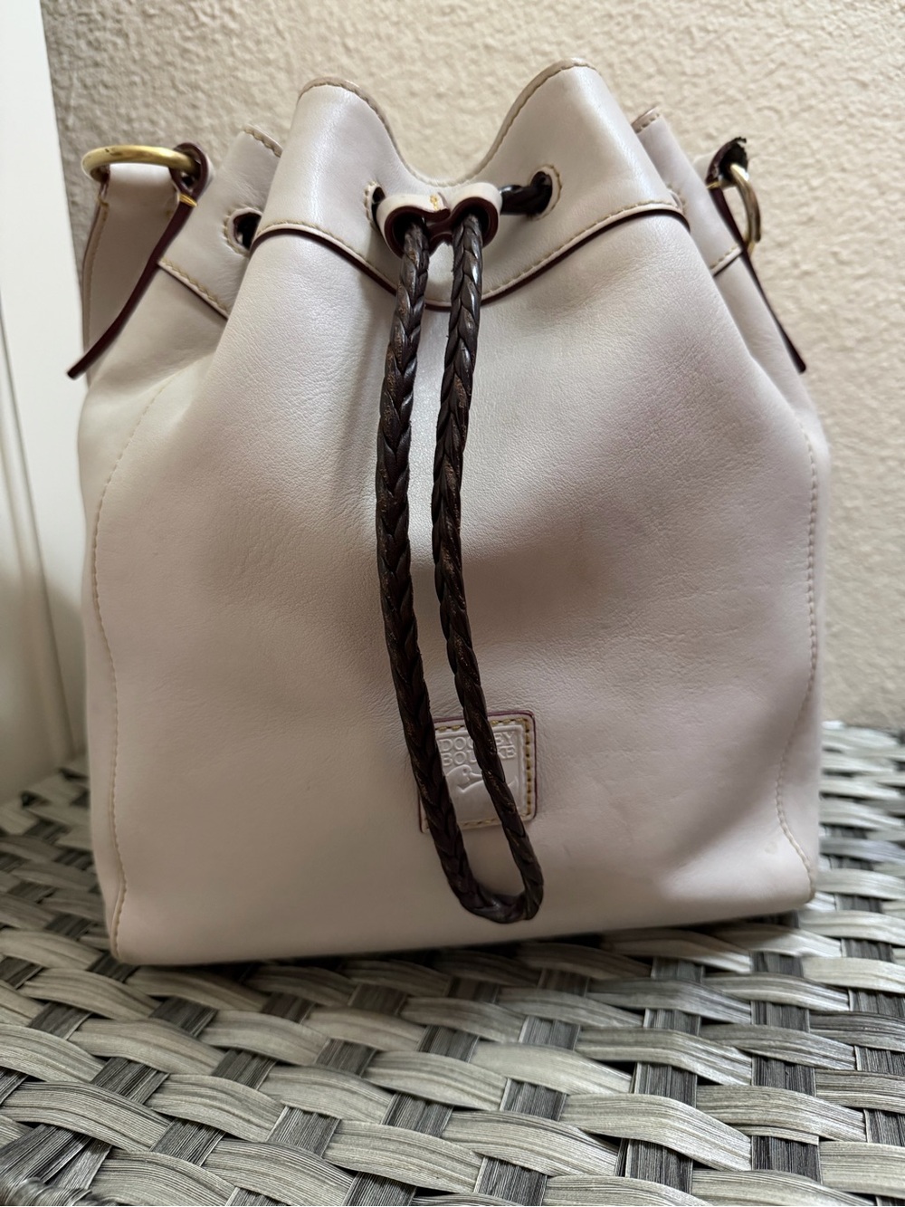 Dooney & Bourke Florentine Hattie in Ecru Drawstring Bucket Shoulder Bag - Picture 6 of 16